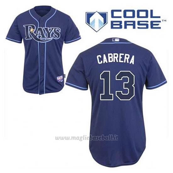 Maglia Baseball Uomo Tampa Bay Rays Asdrubal Cabrera 13 Blu Blu Alterner Cool Base